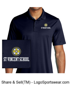 Men's St. Vincent School Navy Polo Design Zoom